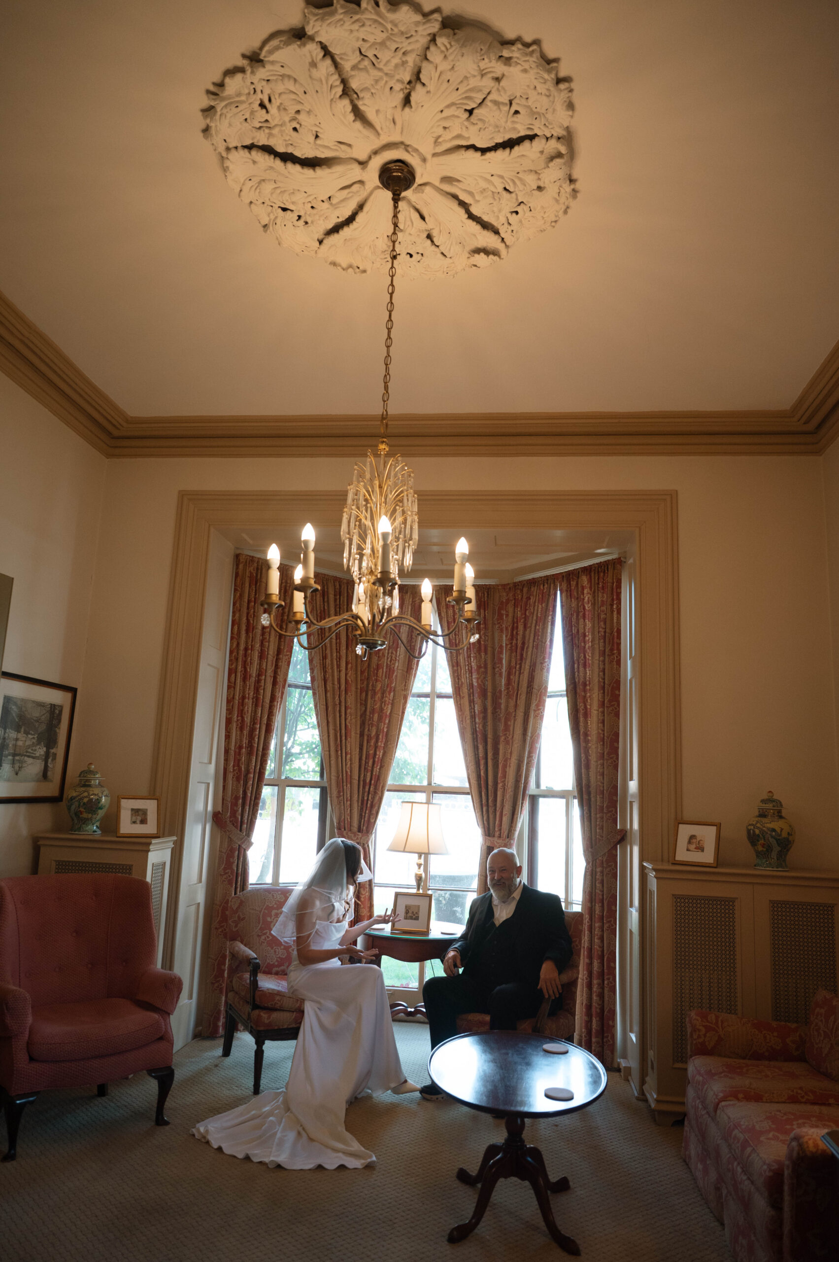 bride and father have special moment before the wedding ceremony